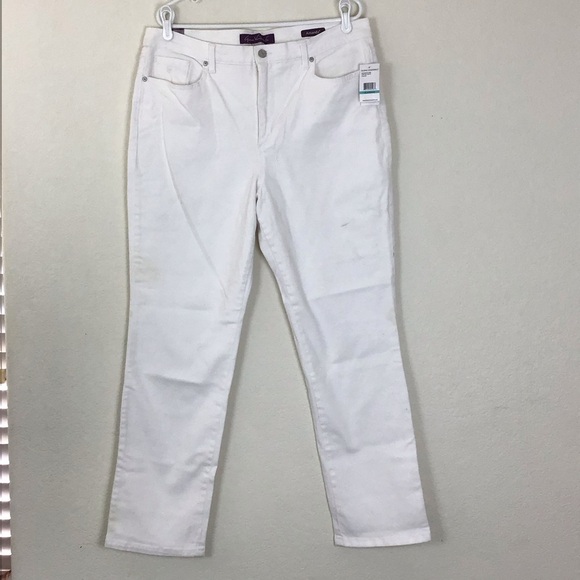 NWT Gloria Vanderbilt Amanda High Rise Tapered Jeans White Size 16 - Picture 2 of 11